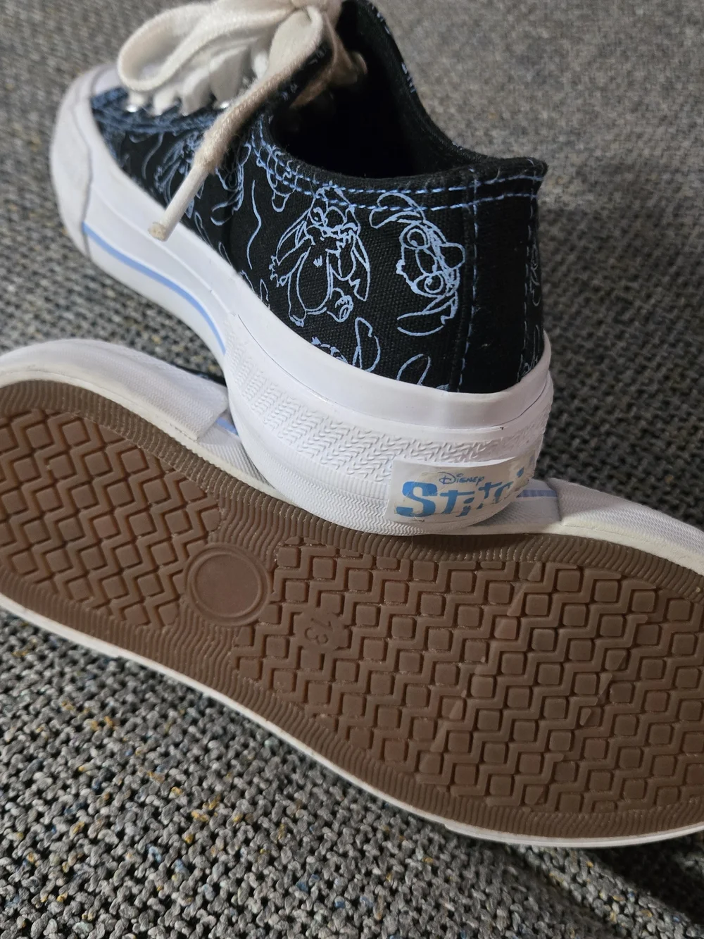 Disney Black Sneakers with Blue Stitching and White Laces